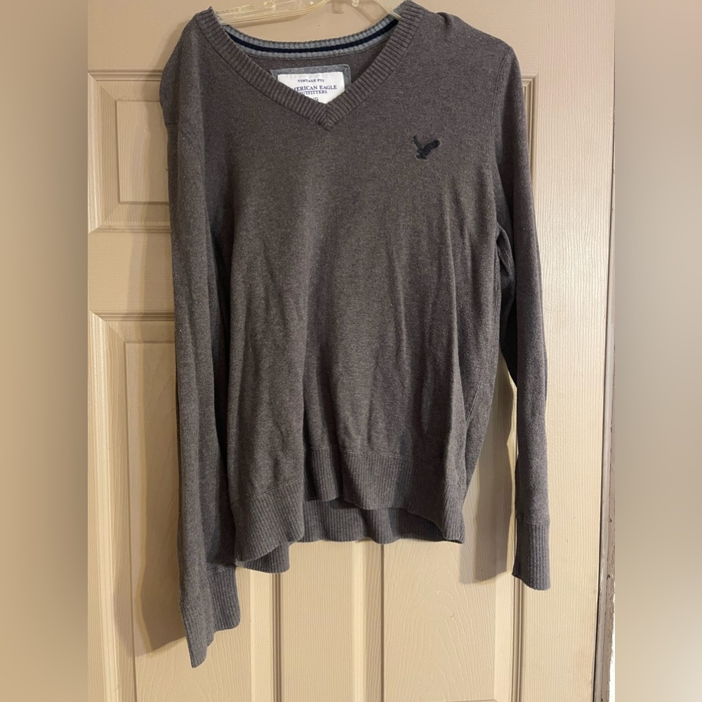 Brown American eagle size Large v-neck sweater